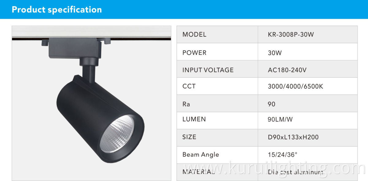 Competitive Wholesales 30W COB 2 wires 3 Wires Shop Focus Lamp Retail Spot Lighting Fixtures Spotlights Retail LED Track light